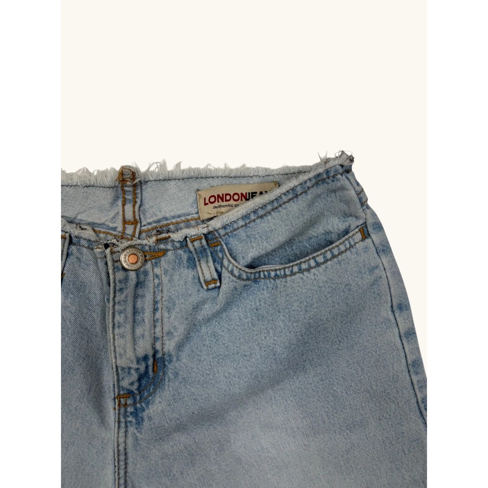 London Jean Victoria's Secret Light Wash Raw Edge Frayed Waist Denim Jeans Sz 2